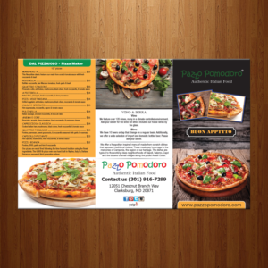 Menu Design by theblueart for Pazzo Pomodoro | Design: #14756762