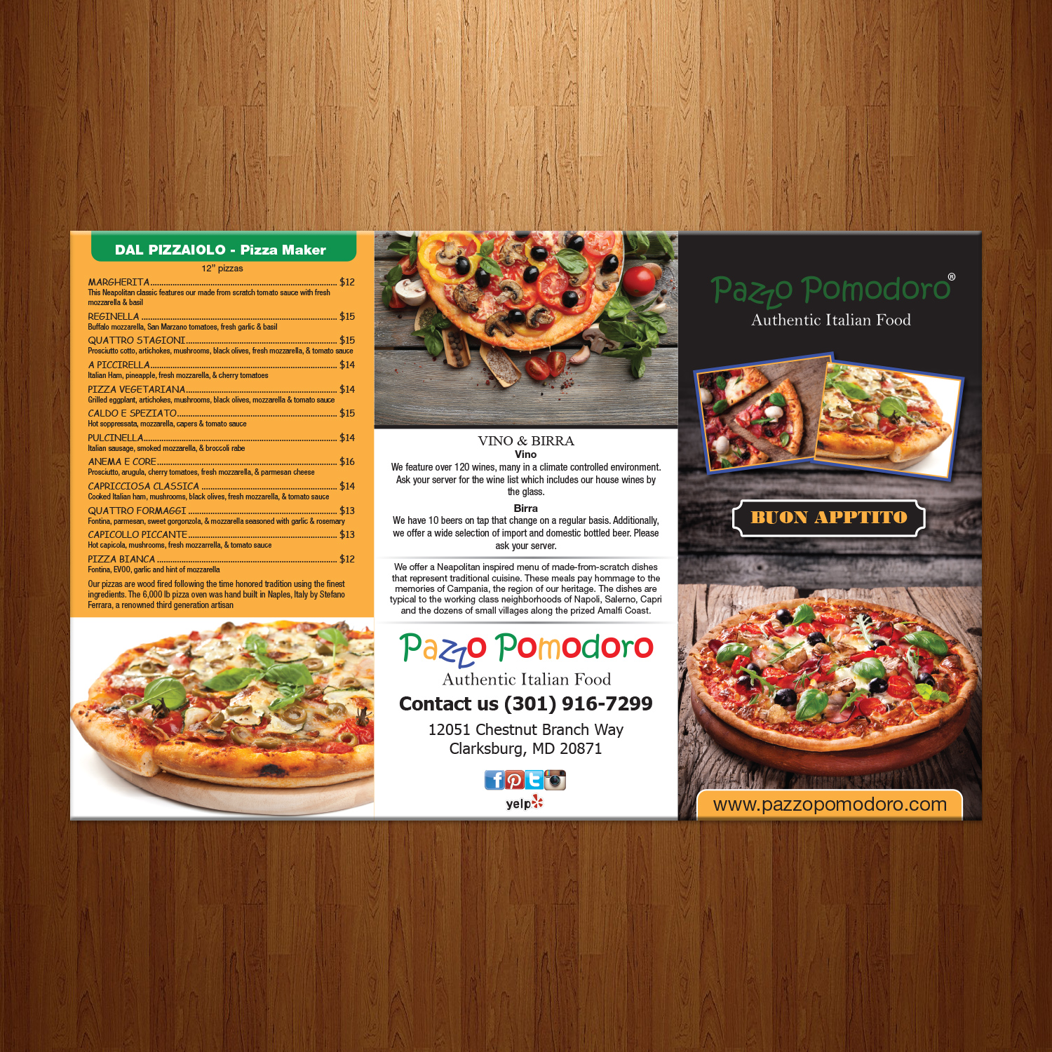 Menu Design by theblueart for Pazzo Pomodoro | Design #14945293