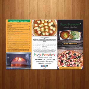 Menu Design by theblueart for Pazzo Pomodoro | Design: #14992289