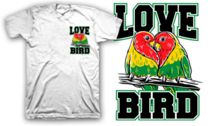 Two Love Birds Pocket Tee Shirt Design  | Diseño de Camiseta por theodorusdick14