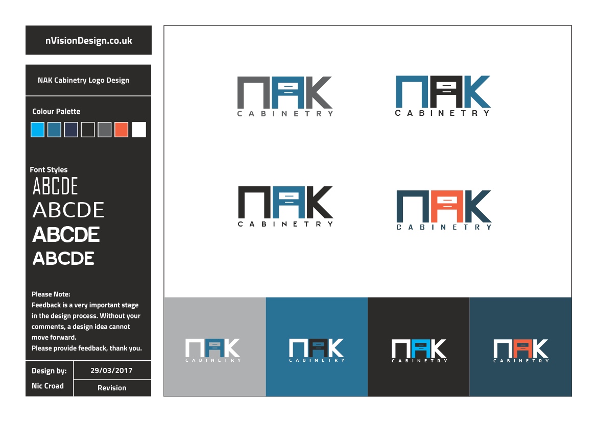 Logo Design by nvisiondesign.co.uk for NAK Cabinetry | Design #14253538
