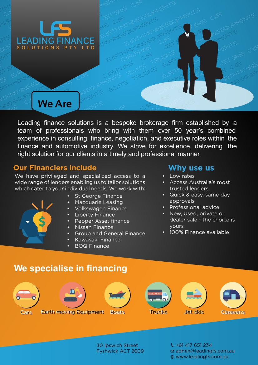 Diseño de Flyer por Ashish para Leading Finance Solutions Pty Ltd | Diseño #14291335