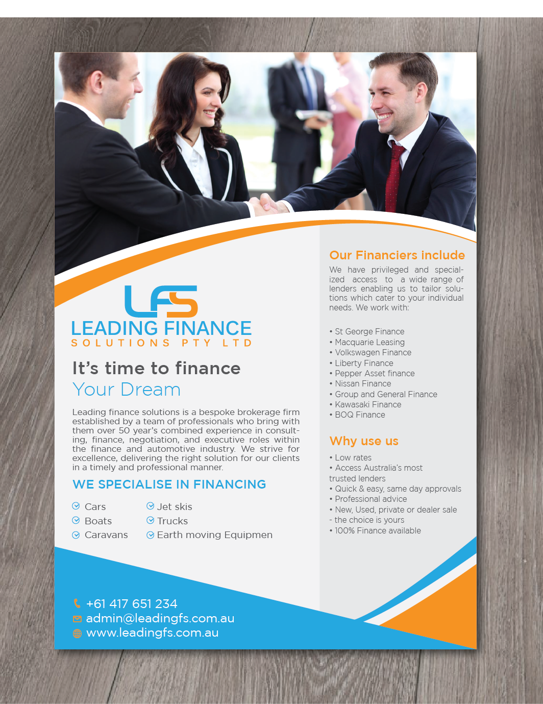 Flyer Design by alex989 for Leading Finance Solutions Pty Ltd | Design #14359933