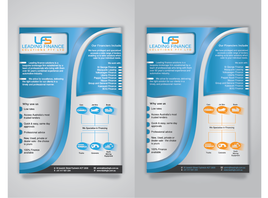 Flyer Design by Owleria for Leading Finance Solutions Pty Ltd | Design #14329505