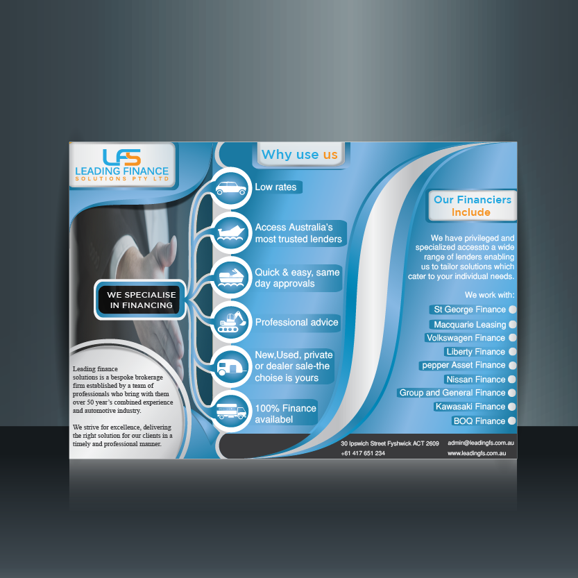 Flyer Design by Owleria for Leading Finance Solutions Pty Ltd | Design #14360916