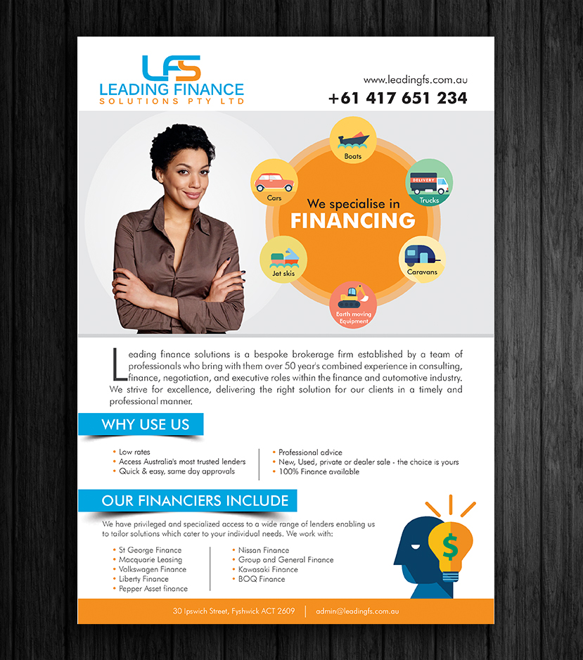 Flyer Design by ESolz Technologies for Leading Finance Solutions Pty Ltd | Design #14311533