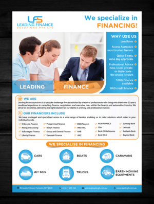 Flyer Design by aspiremedia for Leading Finance Solutions Pty Ltd | Design: #14359055