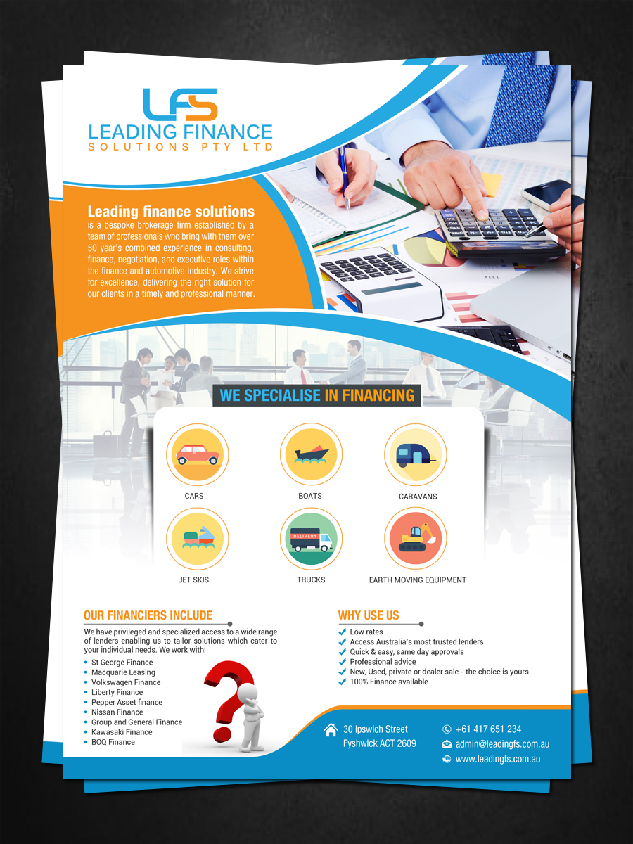 Diseño de Flyer por arkedia para Leading Finance Solutions Pty Ltd | Diseño #14323696