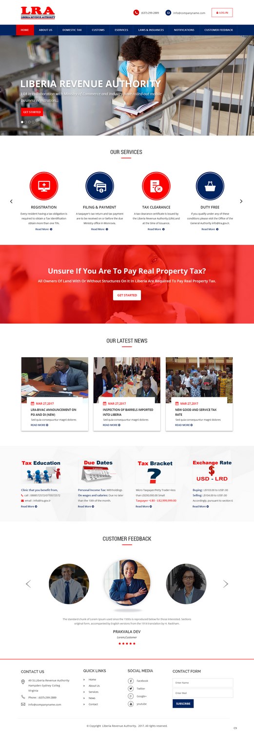 Web Design by pb for Liberia Revenue Authority | Design #14341925
