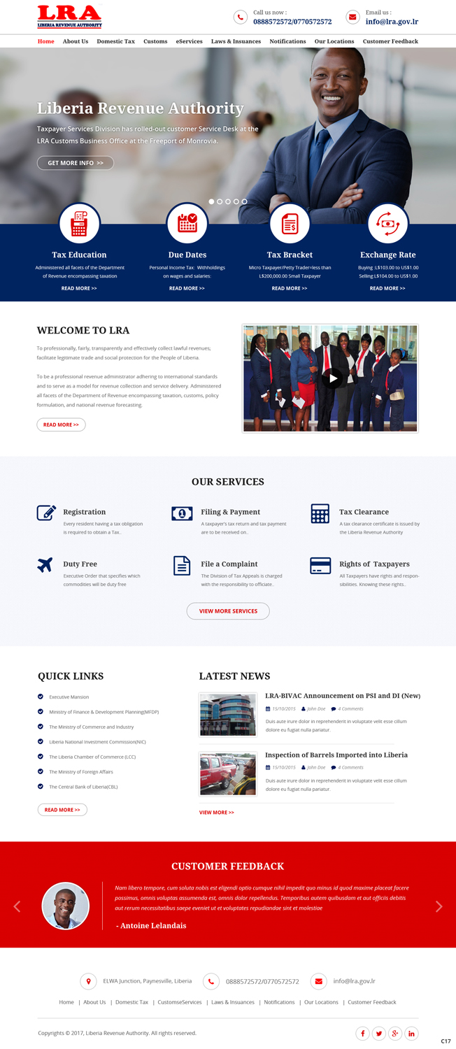 Web Design by pb for Liberia Revenue Authority | Design #14341928