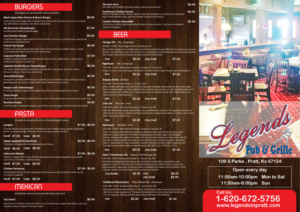 Menu Design by Parul for Legends Pub & Grille | Design: #14304437