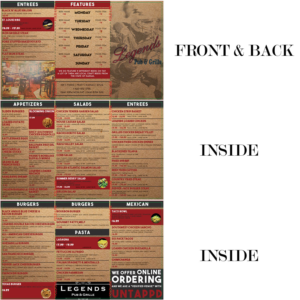 Menu Design by kash zahara for Legends Pub & Grille | Design: #14357412