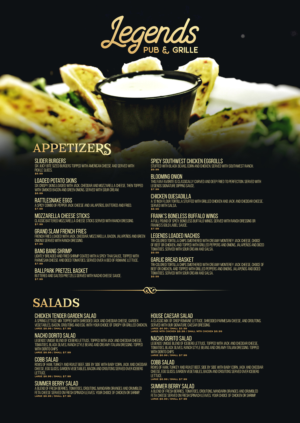 Menu Design by mrmrnjr for Legends Pub & Grille | Design: #14294130