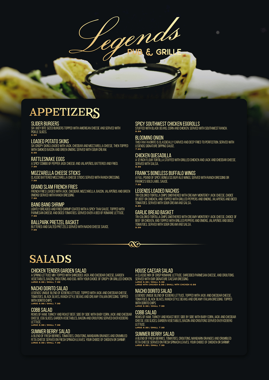 Menu Design by mrmrnjr for Legends Pub & Grille | Design #14302353