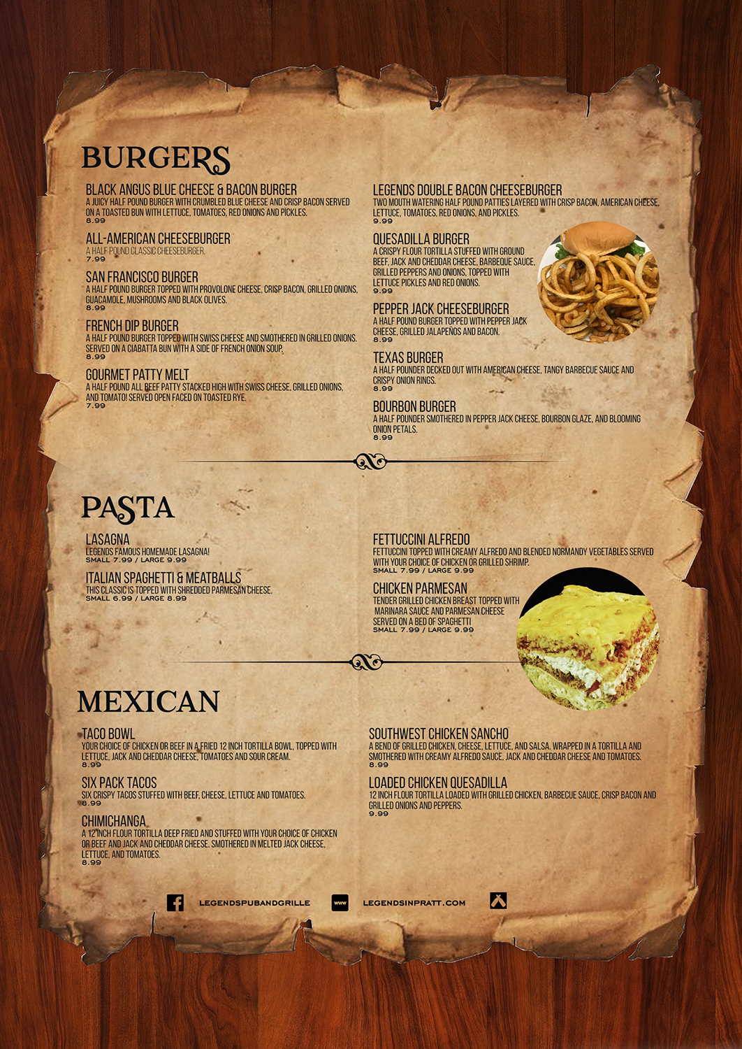 Diseño de Menú por mrmrnjr para Legends Pub & Grille | Diseño #14365233