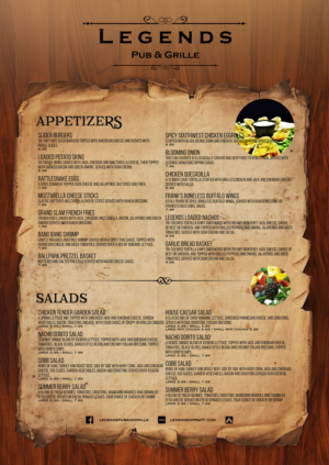 Menu Design by mrmrnjr for Legends Pub & Grille | Design: #14365234