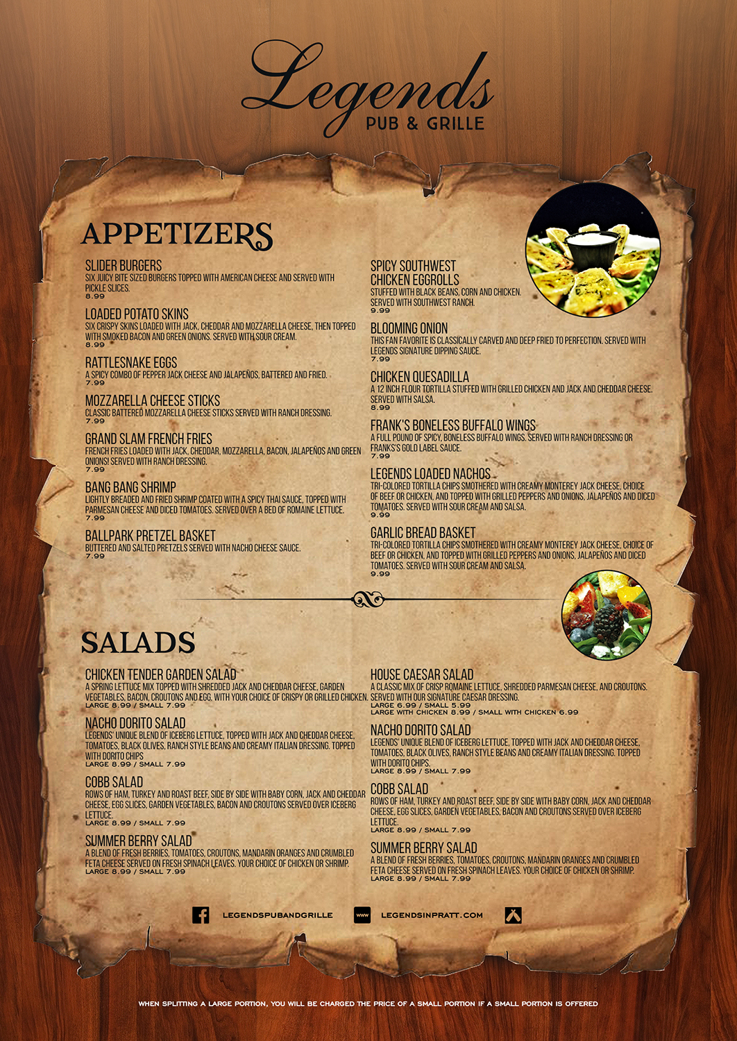 Menu Design by mrmrnjr for Legends Pub & Grille | Design #14443247