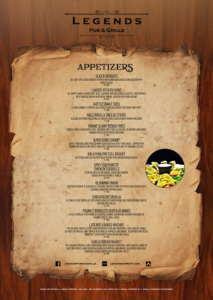 Menu Design by mrmrnjr for Legends Pub & Grille | Design: #14447409