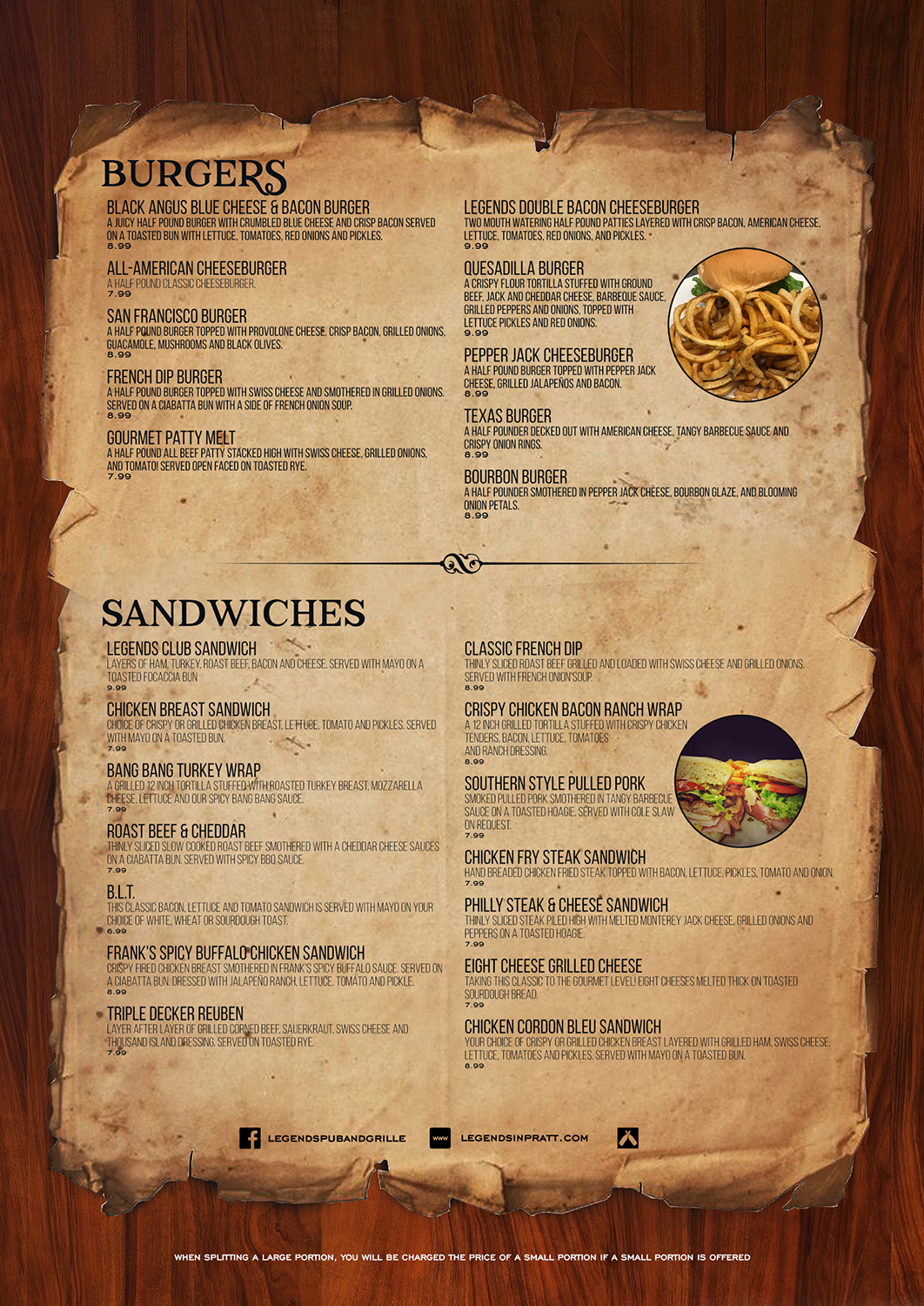 Menu Design by mrmrnjr for Legends Pub & Grille | Design #14447411