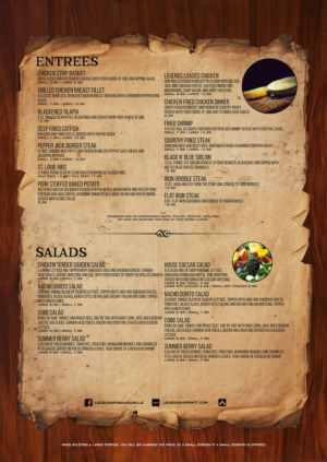 Menu Design by mrmrnjr for Legends Pub & Grille | Design: #14447412