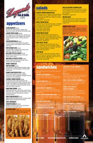 Legends Pub & Grille Menu Makeover | Menü-Design von iD_intelligentDesign