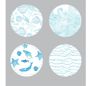 4-piece dinnerware set featuring a sea life theme