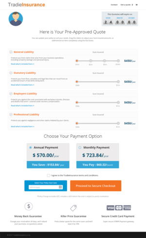 Pricing Page (Insurance Quote): Design  | Web Design by Expert Designer