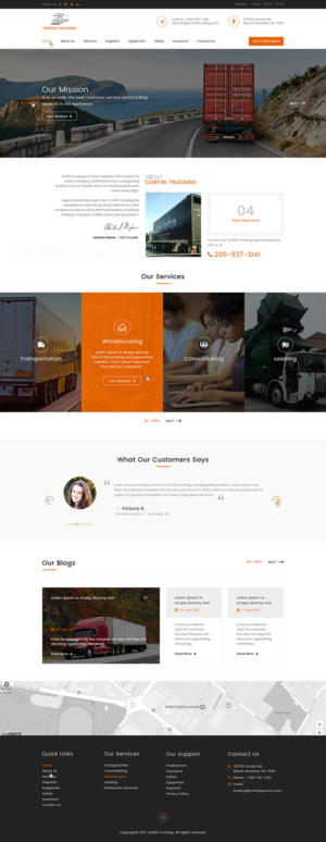 Corfini's New Trucking Company Website | Web Design by Ved Web Services