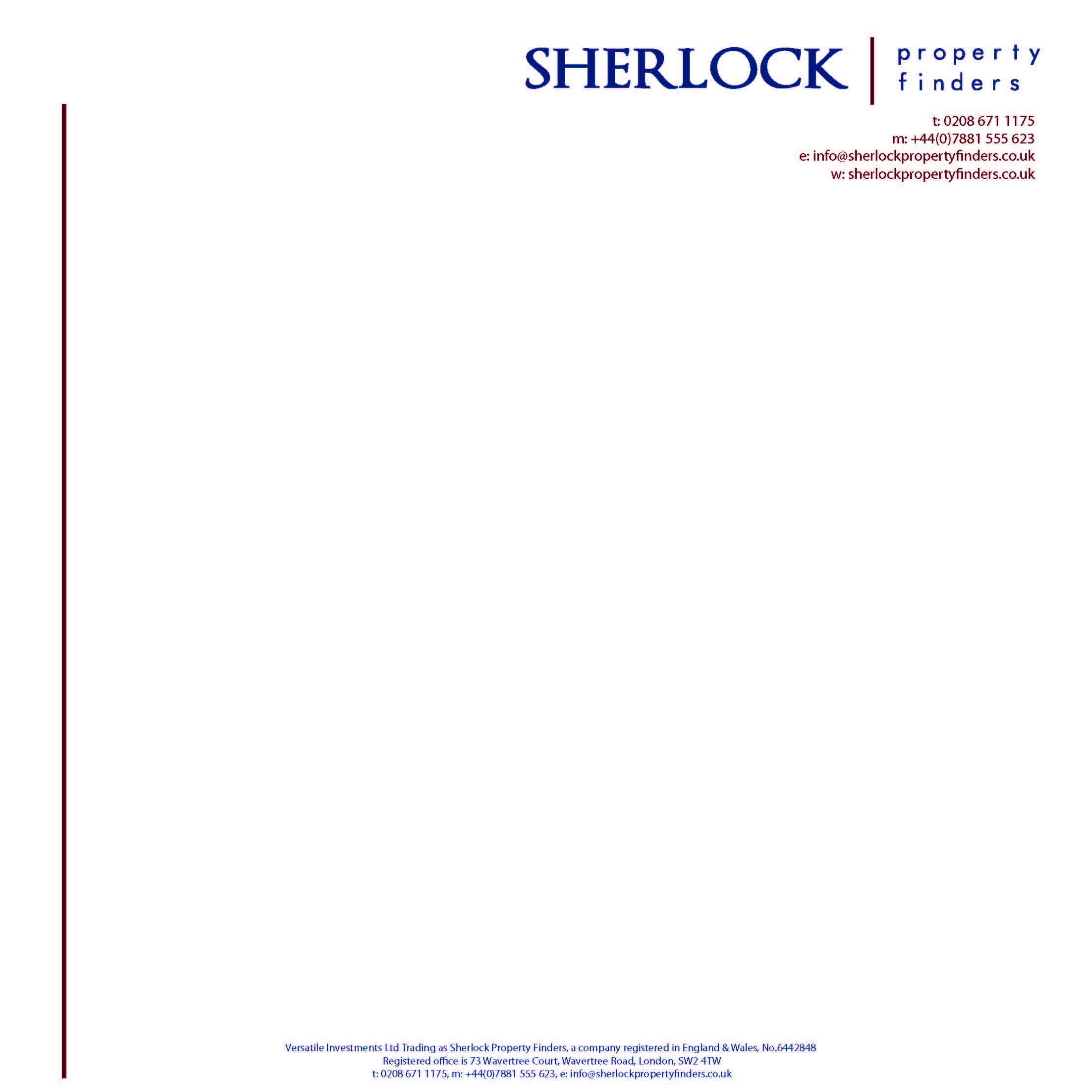 Schreibwaren-Design von Daniela Ramallo für Sherlock Property Finders | Design #35736