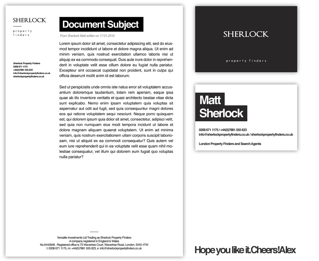 Stationery Design by Alexandru Bejan for Sherlock Property Finders | Design #35958