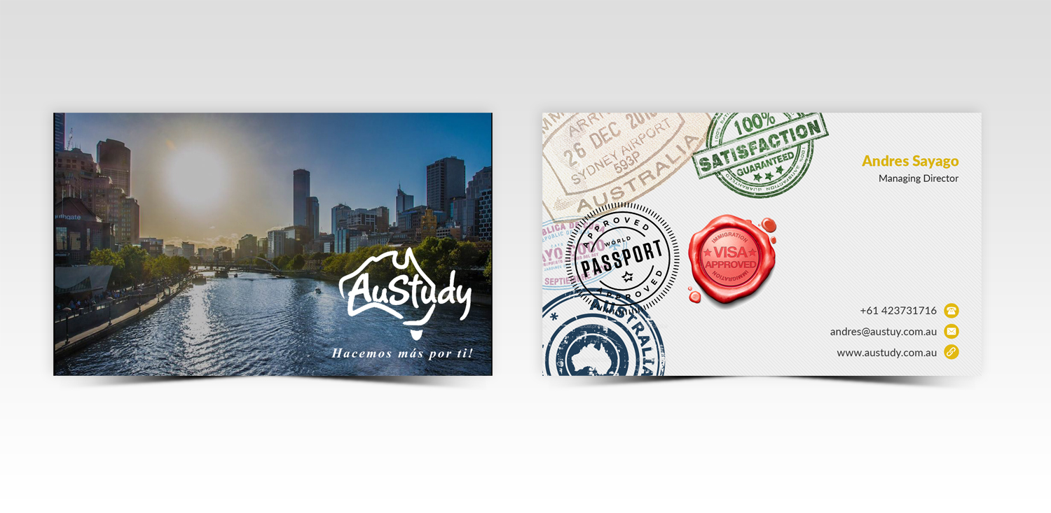 Business Card Design by Pointless Pixels India for Austudy Pty Ltd | Design #15122645