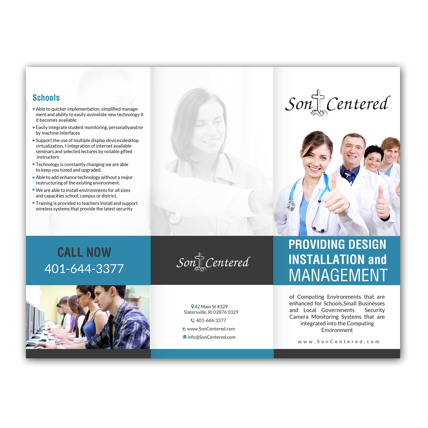 Diseño de Brochure por creative.bugs para SonCentered, LLC | Diseño #14324729
