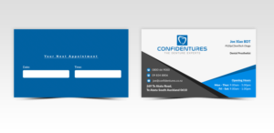 Business card for denture clinic Confidentures | Business Card Design by Pointless Pixels India