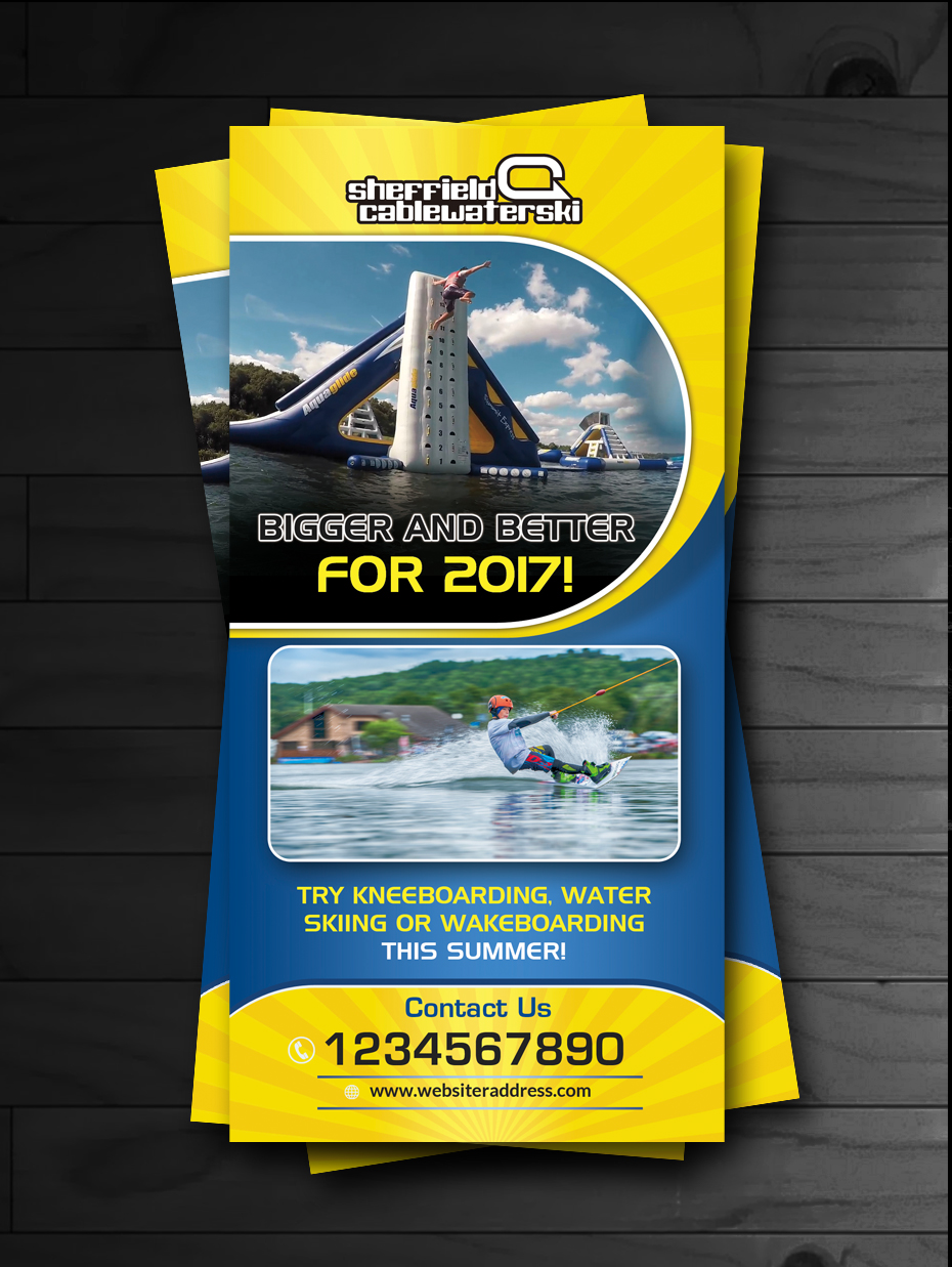 Diseño de Flyer por innovative earth para Sheffield Cable Water Ski Ltd | Diseño #14393593