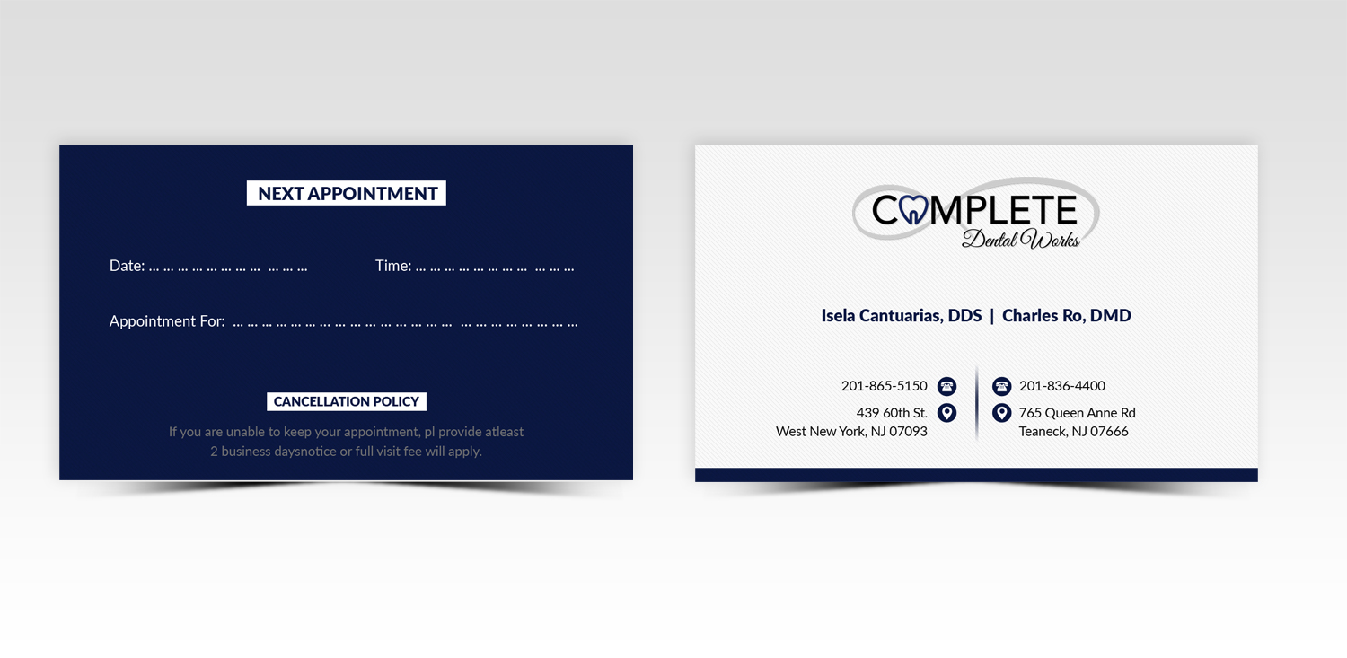 Design de Carte de Visite par Pointless Pixels India pour One and Only Complete Dental | Design #14360455