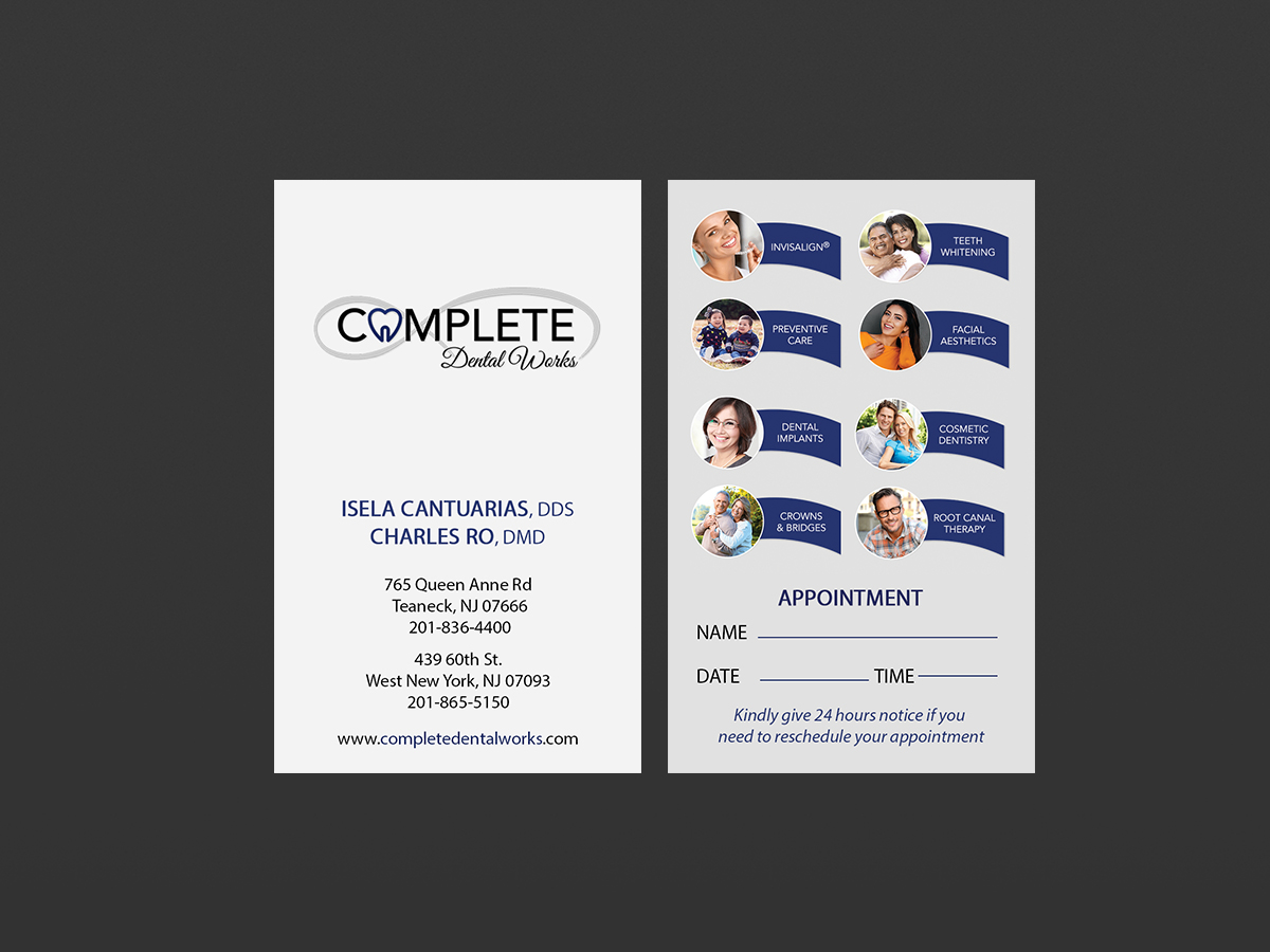 Business Card Design by Creations Box 2015 for One and Only Complete Dental | Design #14355660