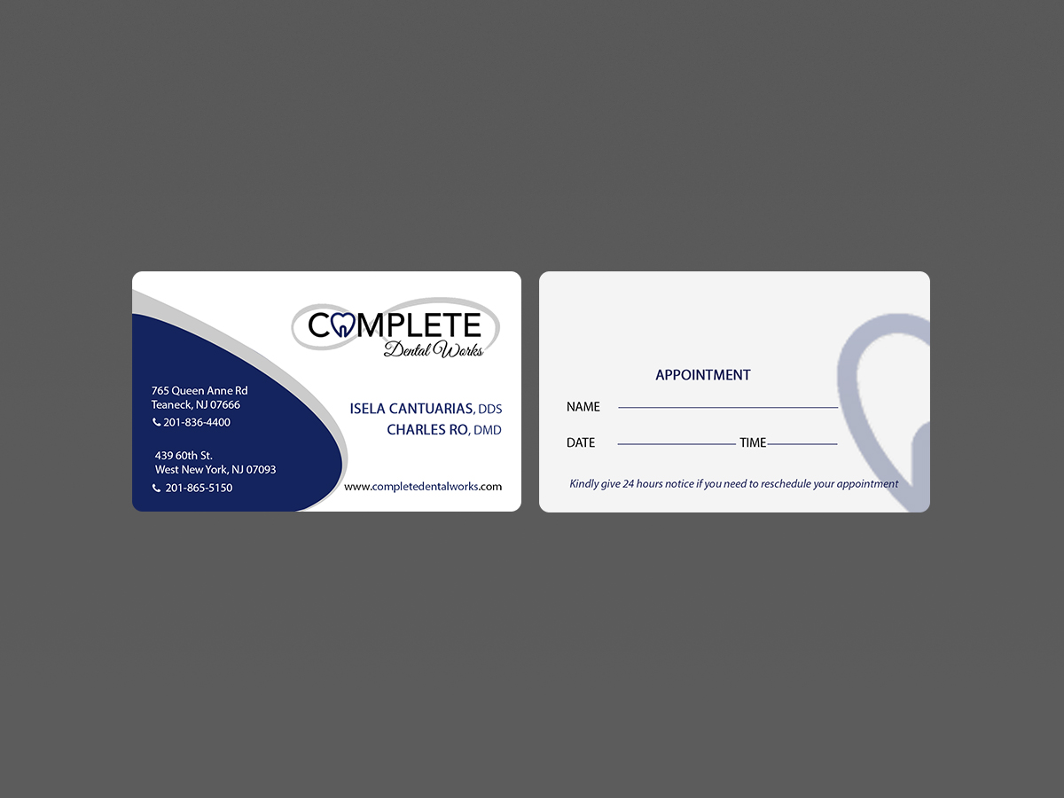 Business Card Design by Creations Box 2015 for One and Only Complete Dental | Design #14355662
