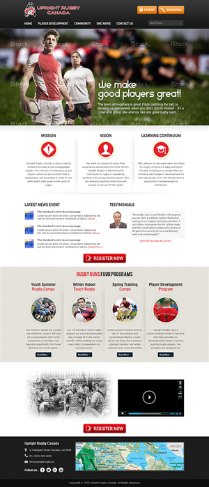 Wordpress Design by Mayank Patel for Upright Rugby Canada | Design: #2549574