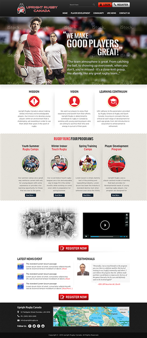 Wordpress Design by Mayank Patel for Upright Rugby Canada | Design: #2560881
