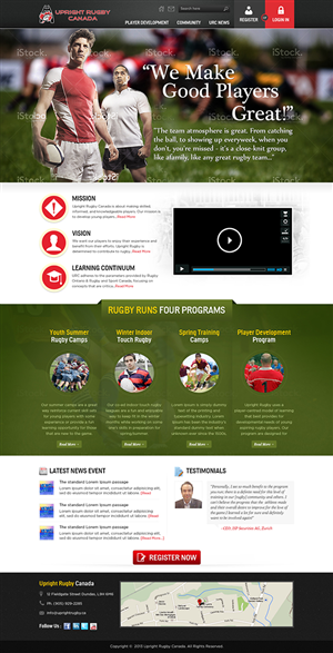 WordPress-Design von Mayank Patel für Upright Rugby Canada | Design: #2570611