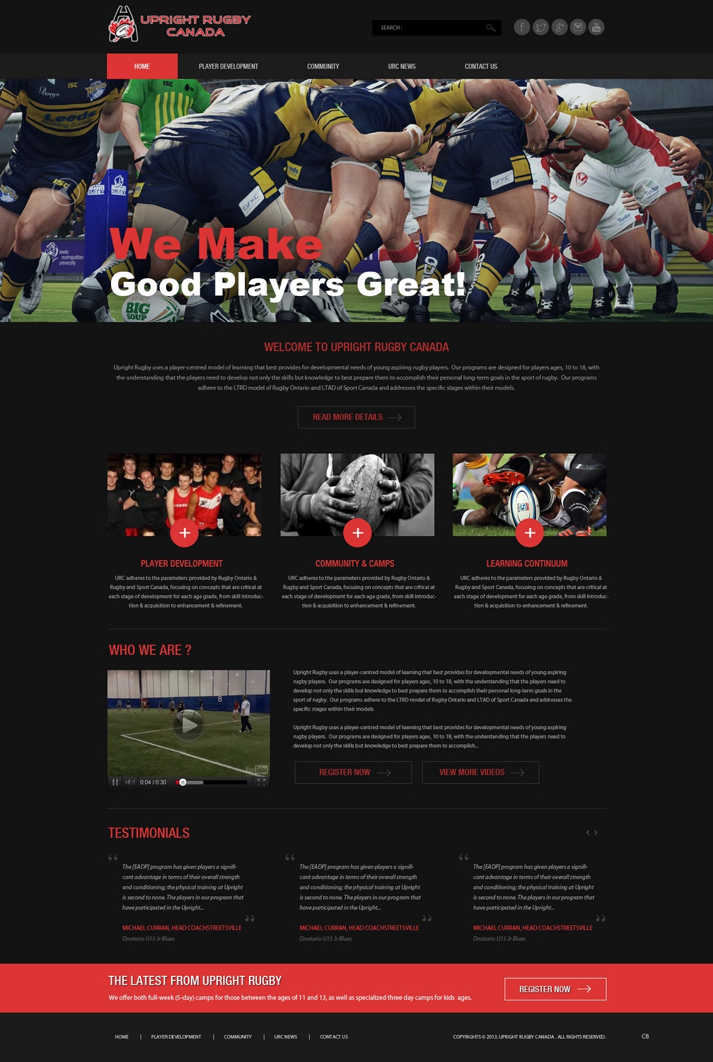 Wordpress Design by pb for Upright Rugby Canada | Design #2529644