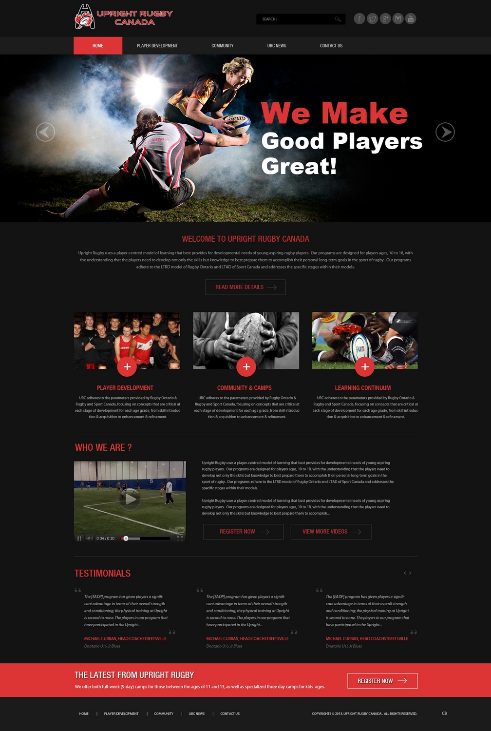 Wordpress Design by pb for Upright Rugby Canada | Design #2529647