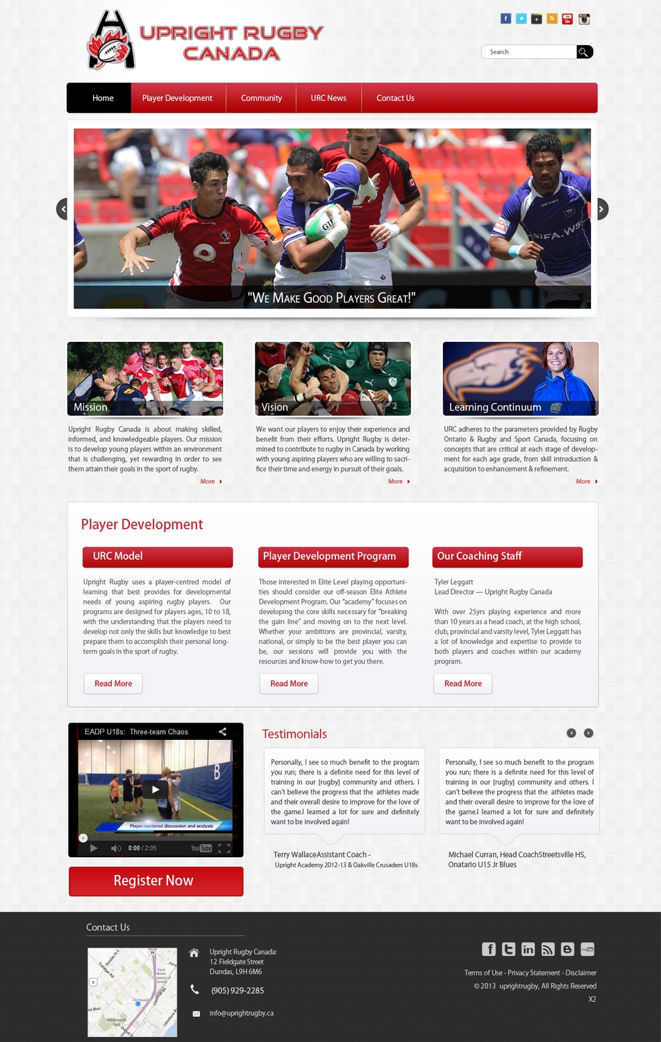 Wordpress Design by pb for Upright Rugby Canada | Design #2529649