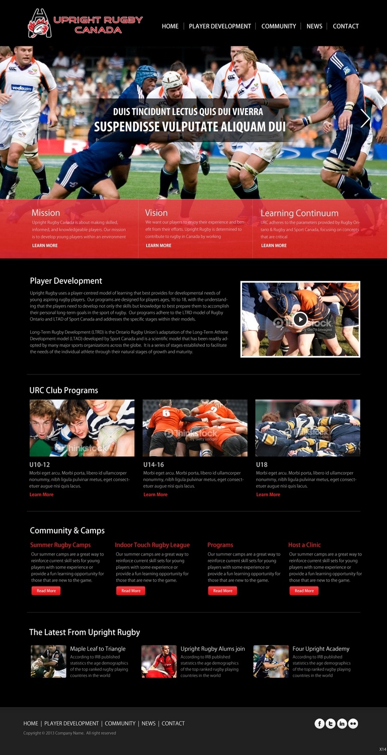 Wordpress Design by pb for Upright Rugby Canada | Design #2529652