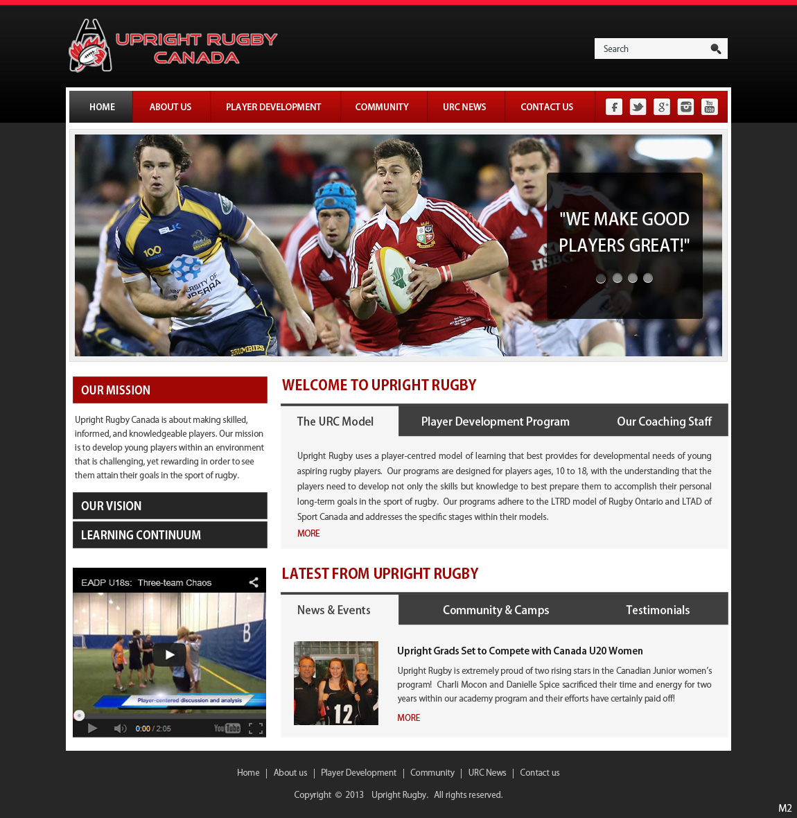 Wordpress Design by pb for Upright Rugby Canada | Design #2529653