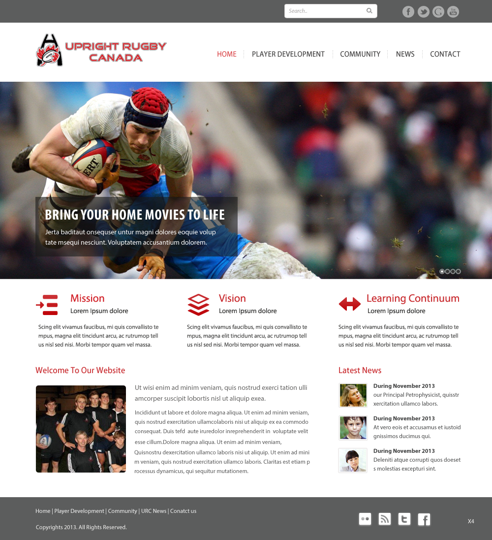Wordpress Design by pb for Upright Rugby Canada | Design #2532883