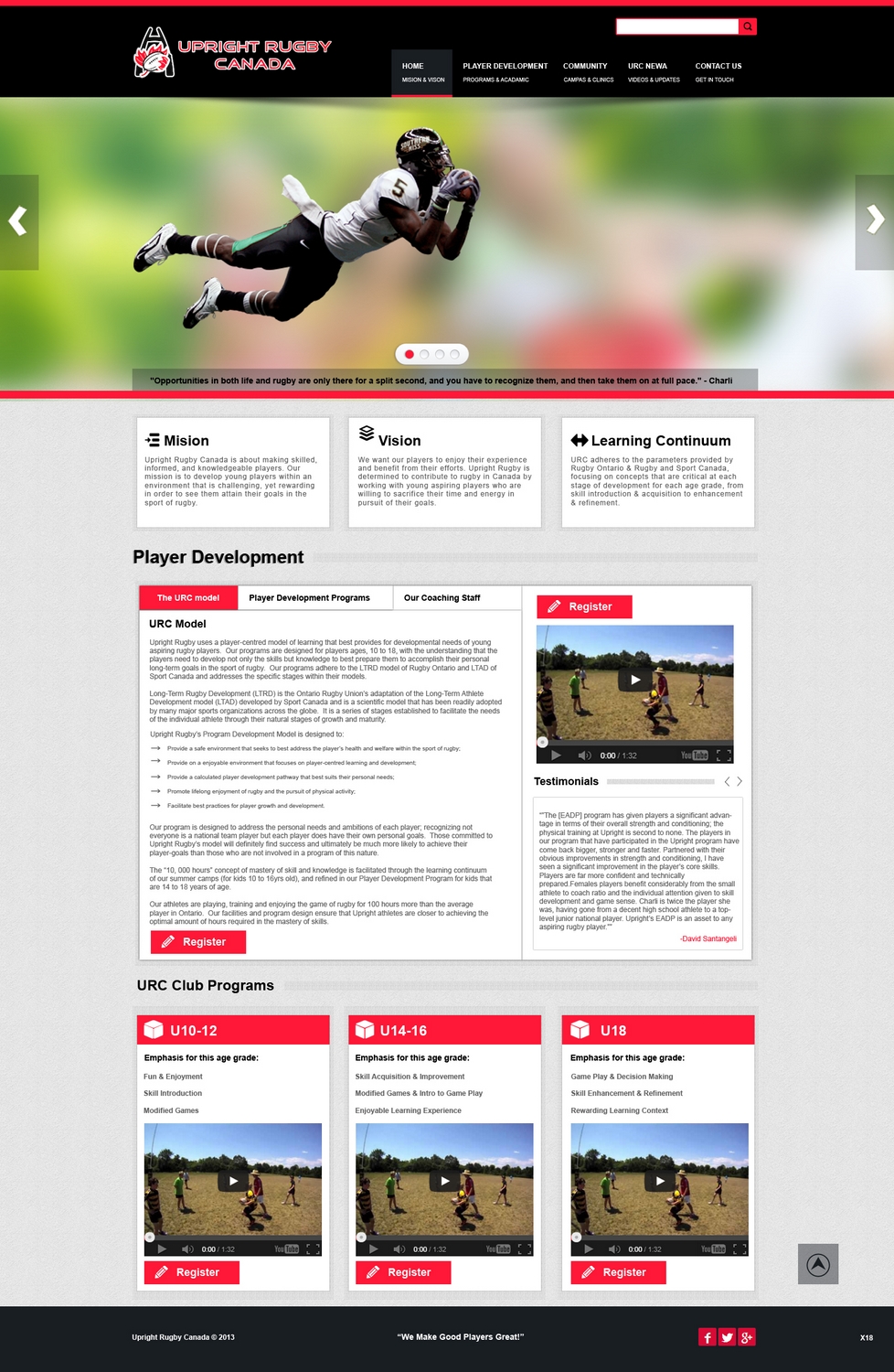 Wordpress Design by pb for Upright Rugby Canada | Design #2532888