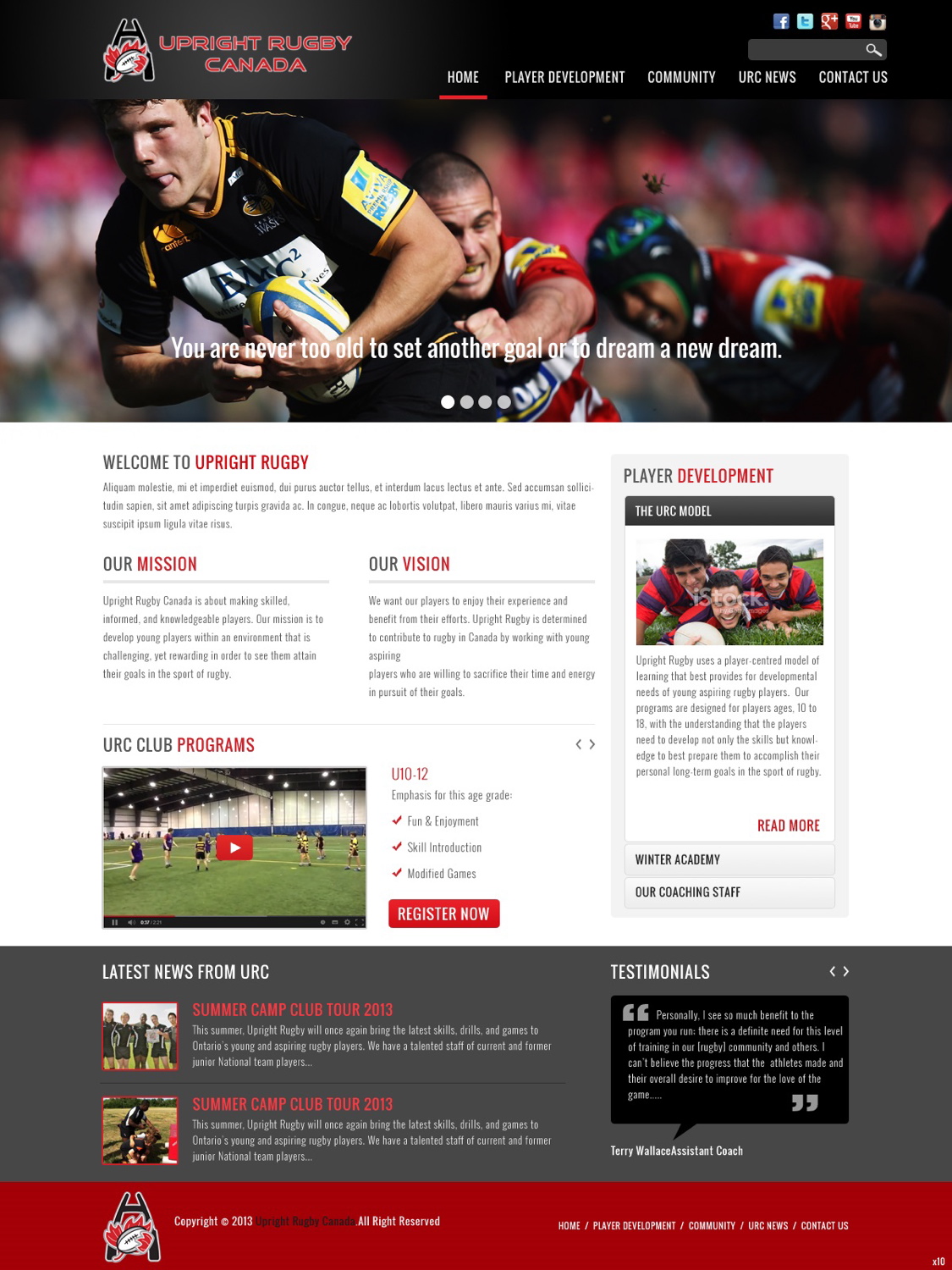 Wordpress Design by pb for Upright Rugby Canada | Design #2542035
