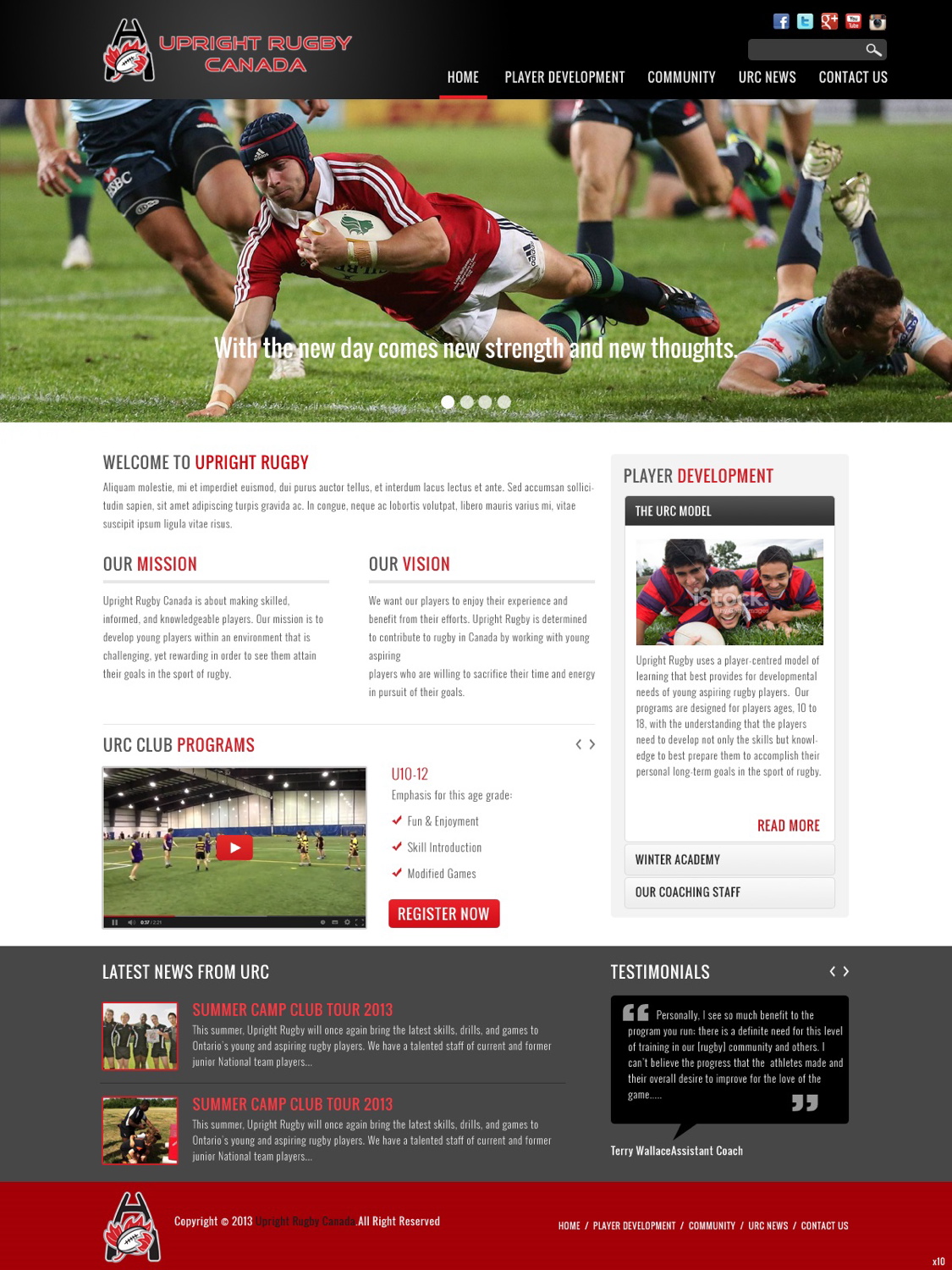 Wordpress Design by pb for Upright Rugby Canada | Design #2542036