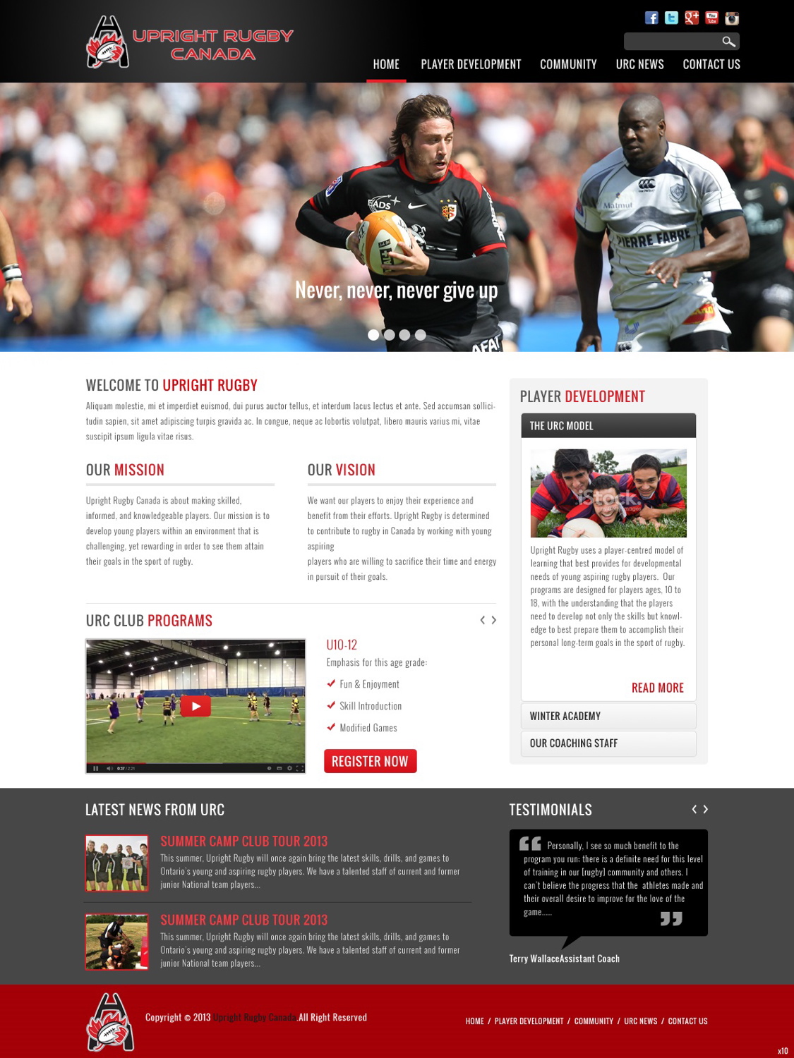 Wordpress Design by pb for Upright Rugby Canada | Design #2542039